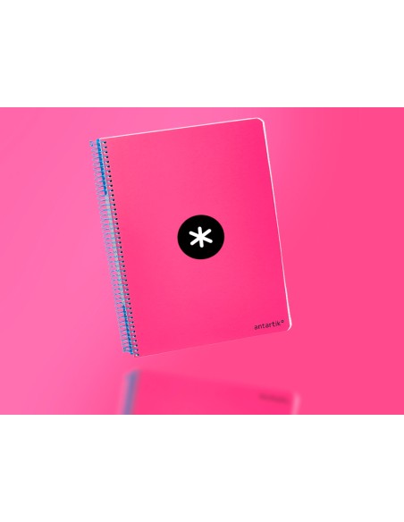 Cuaderno espiral liderpapel a4 micro antartik tapa dura 80h 100 gr cuadro 5mm sin bandas 4 taladros color rosa fluor