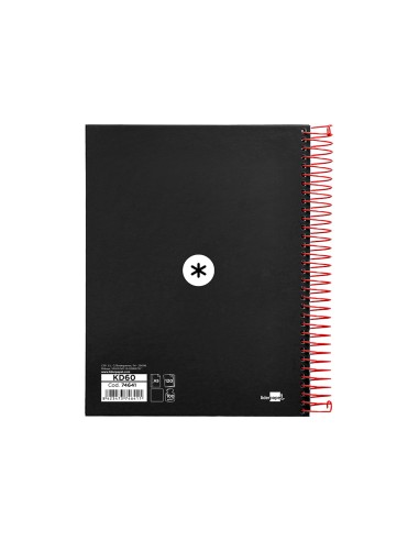 Cuaderno espiral a5 micro antartik tapa forrada 120h 90g liso con bandas 6 taladros color negro