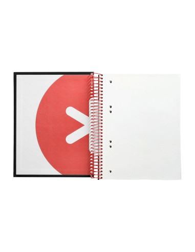 Cuaderno espiral a5 micro antartik tapa forrada 120h 90g liso con bandas 6 taladros color negro