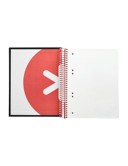 Cuaderno espiral a5 micro antartik tapa forrada 120h 90g liso con bandas 6 taladros color negro