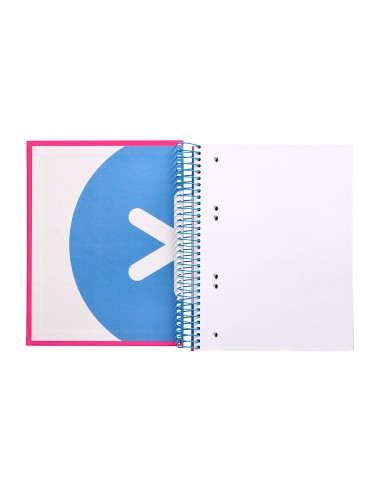 Cuaderno espiral a5 micro antartik tapa forrada 120h 90 gr liso con bandas 6 taladros color rosa fluor
