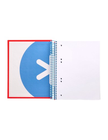 Cuaderno espiral a5 micro antartik tapa forrada 120h 90g liso con bandas 6 taladros color rojo