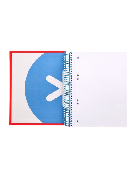 Cuaderno espiral a5 micro antartik tapa forrada 120h 90g liso con bandas 6 taladros color rojo