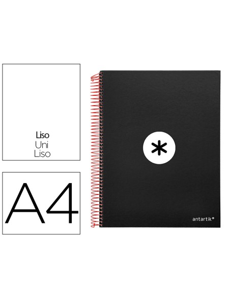 Cuaderno espiral a4 micro antartik tapa forrada 120h 100 gr liso con bandas 4 taladros color negro