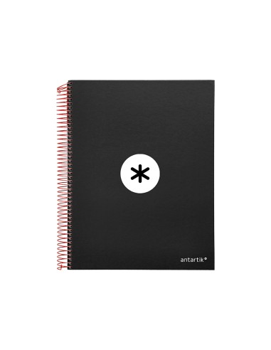 Cuaderno espiral a4 micro antartik tapa forrada 120h 100 gr liso con bandas 4 taladros color negro