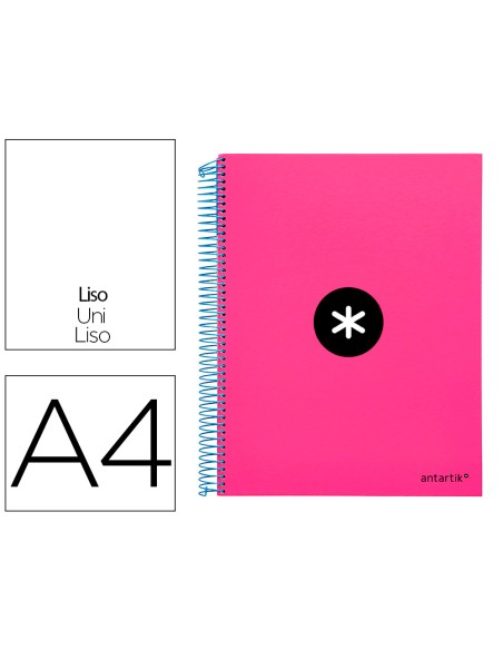 Cuaderno espiral a4 micro antartik tapa forrada 120h 100 gr liso con bandas 4 taladros color rosa fluor