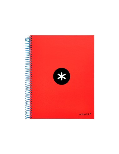 Cuaderno espiral a4 micro antartik tapa forrada 120h 100 gr liso con bandas 4 taladros color rojo