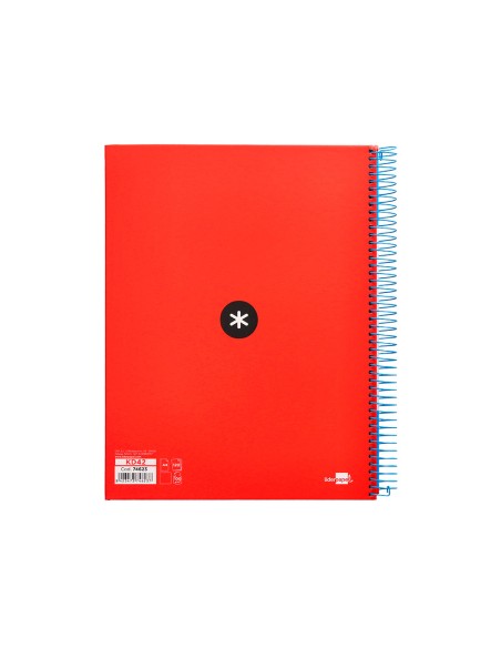 Cuaderno espiral a4 micro antartik tapa forrada 120h 100 gr liso con bandas 4 taladros color rojo