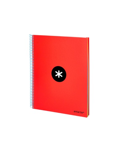 Cuaderno espiral a4 micro antartik tapa forrada 120h 100 gr liso con bandas 4 taladros color rojo