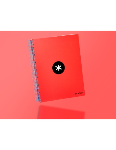 Cuaderno espiral a4 micro antartik tapa forrada 120h 100 gr liso con bandas 4 taladros color rojo