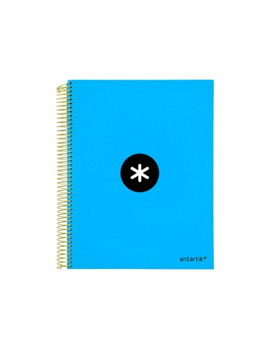 Cuaderno espiral a4 micro antartik tapa forrada 120h 100 gr liso con bandas 4 taladros color azul