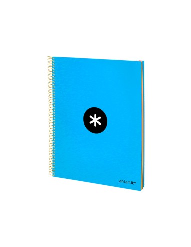 Cuaderno espiral a4 micro antartik tapa forrada 120h 100 gr liso con bandas 4 taladros color azul