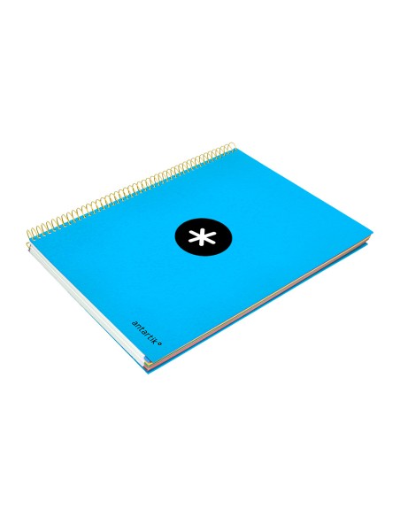 Cuaderno espiral a4 micro antartik tapa forrada 120h 100 gr liso con bandas 4 taladros color azul