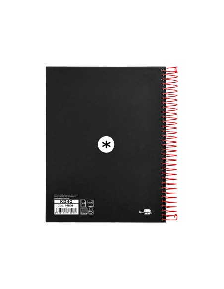 Cuaderno espiral a5 micro antartik tapa forrada120h 90 gr cuadro 5mm 5 bandas6 taladros color negro
