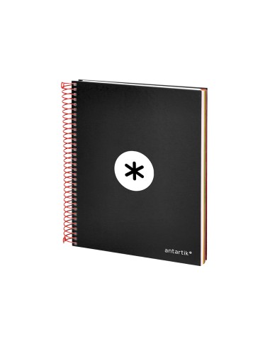 Cuaderno espiral a5 micro antartik tapa forrada120h 90 gr cuadro 5mm 5 bandas6 taladros color negro