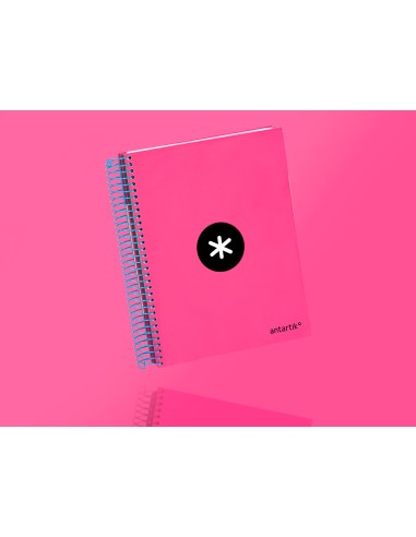 Cuaderno espiral a5 micro antartik tapa forrada120h 100 gr cuadro 5mm 5 bandas 6 taladros color rosa