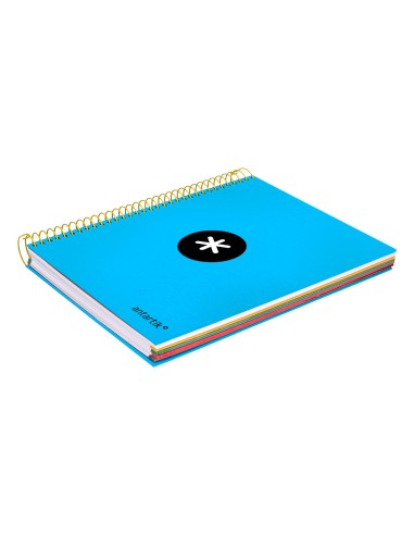 Cuaderno espiral a5 micro antartik tapa forrada120h 90 gr cuadro 5mm 5 bandas6 taladros color azul