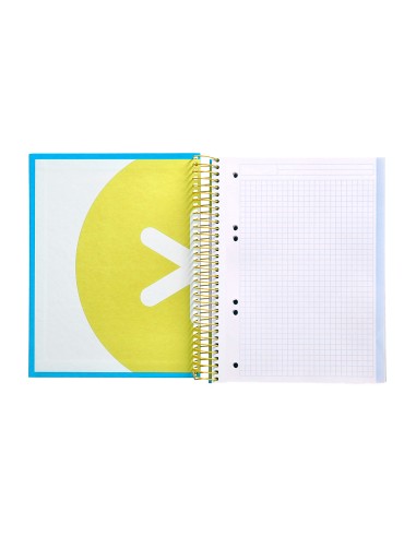 Cuaderno espiral a5 micro antartik tapa forrada120h 90 gr cuadro 5mm 5 bandas6 taladros color azul