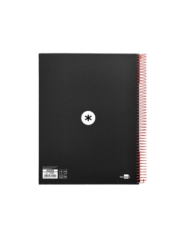Cuaderno espiral a4 micro antartik tapa forrada120h 100 gr cuadro 5mm 5 bandas 4 taladros color negro