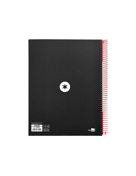 Cuaderno espiral a4 micro antartik tapa forrada120h 100 gr cuadro 5mm 5 bandas 4 taladros color negro