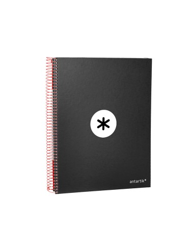 Cuaderno espiral a4 micro antartik tapa forrada120h 100 gr cuadro 5mm 5 bandas 4 taladros color negro