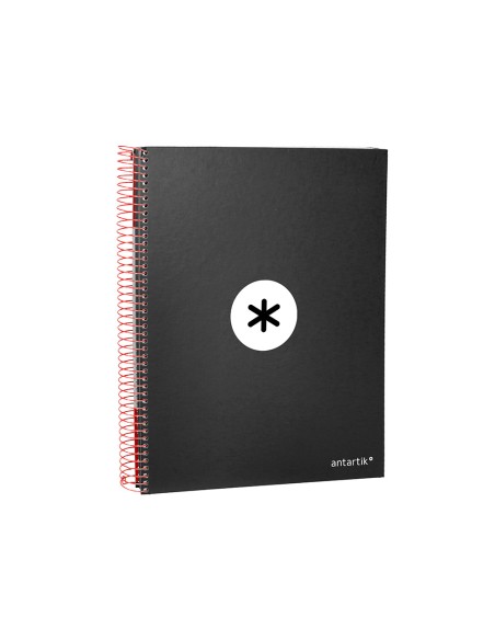 Cuaderno espiral a4 micro antartik tapa forrada120h 100 gr cuadro 5mm 5 bandas 4 taladros color negro