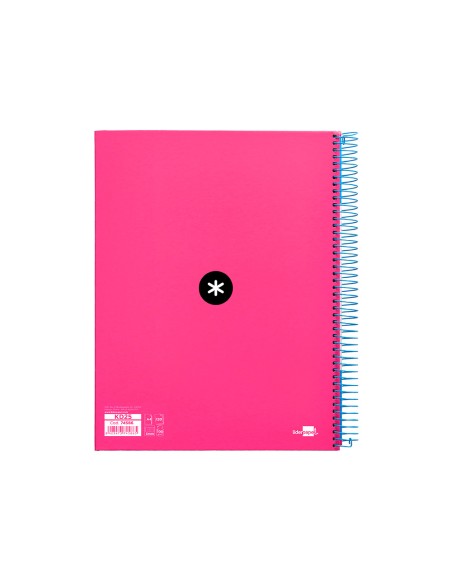 Cuaderno espiral a4 micro antartik tapa forrada120h 100 gr cuadro 5mm 5 bandas 4 taladros color rosa