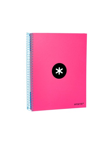 Cuaderno espiral a4 micro antartik tapa forrada120h 100 gr cuadro 5mm 5 bandas 4 taladros color rosa