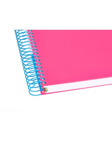 Cuaderno espiral a4 micro antartik tapa forrada120h 100 gr cuadro 5mm 5 bandas 4 taladros color rosa