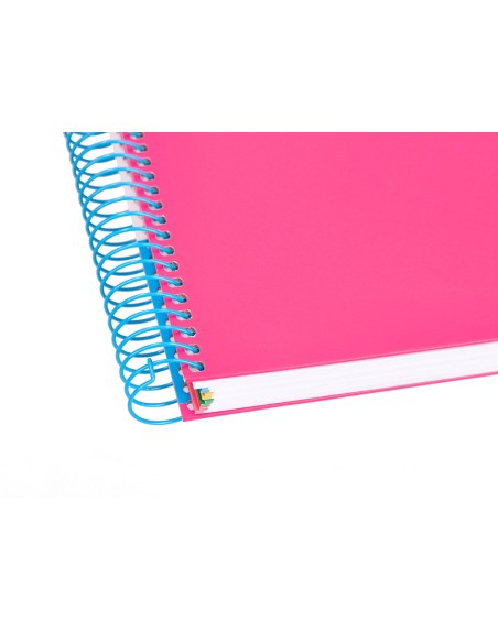Cuaderno espiral a4 micro antartik tapa forrada120h 100 gr cuadro 5mm 5 bandas 4 taladros color rosa