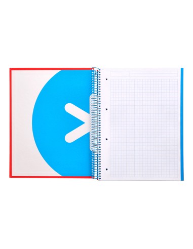 Cuaderno espiral a4 micro antartik tapa forrada120h 100 gr cuadro 5mm 5 bandas 4 taladros color rojo