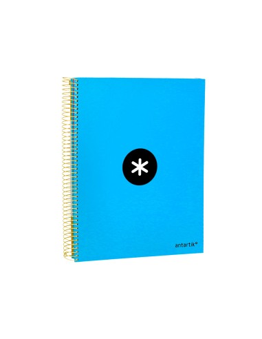 Cuaderno espiral a4 micro antartik tapa forrada120h 100 gr cuadro 5mm 5 banda4 taladros color azul