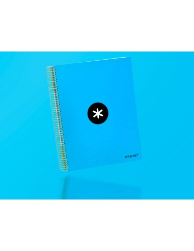 Cuaderno espiral a4 micro antartik tapa forrada120h 100 gr cuadro 5mm 5 banda4 taladros color azul