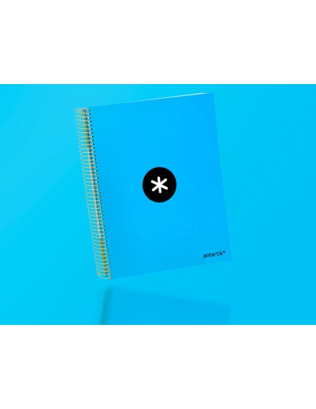 Cuaderno espiral a4 micro antartik tapa forrada120h 100 gr cuadro 5mm 5 banda4 taladros color azul