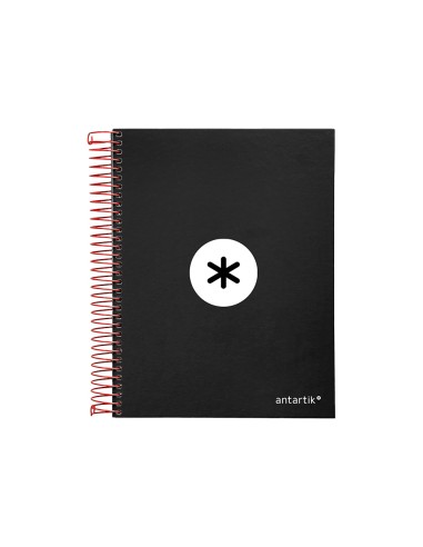 Cuaderno espiral a5 micro antartik tapa forrada 120h 90 gr horizontal 5 bandas 6 taladros color negro