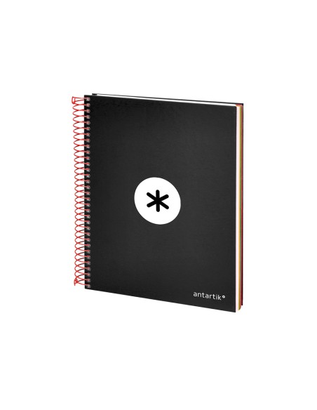 Cuaderno espiral a5 micro antartik tapa forrada 120h 90 gr horizontal 5 bandas 6 taladros color negro