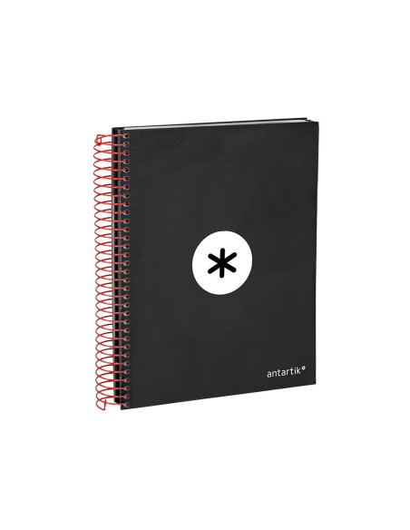 Cuaderno espiral a5 micro antartik tapa forrada 120h 90 gr horizontal 5 bandas 6 taladros color negro