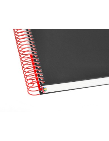 Cuaderno espiral a5 micro antartik tapa forrada 120h 90 gr horizontal 5 bandas 6 taladros color negro