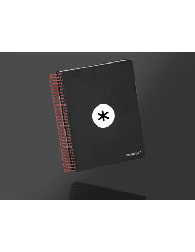 Cuaderno espiral a5 micro antartik tapa forrada 120h 90 gr horizontal 5 bandas 6 taladros color negro