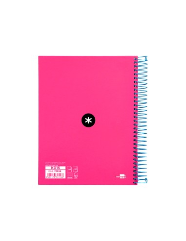 Cuaderno espiral a5 micro antartik tapa forrada 120h 100 gr horizontal 5 bandas 6 taladros color rosa