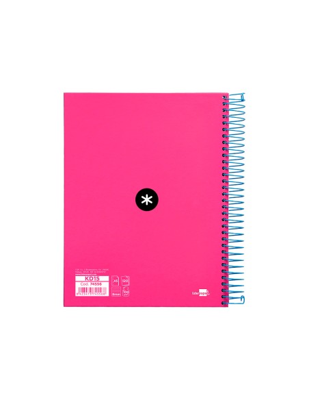 Cuaderno espiral a5 micro antartik tapa forrada 120h 100 gr horizontal 5 bandas 6 taladros color rosa