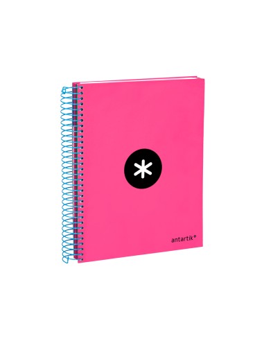 Cuaderno espiral a5 micro antartik tapa forrada 120h 100 gr horizontal 5 bandas 6 taladros color rosa