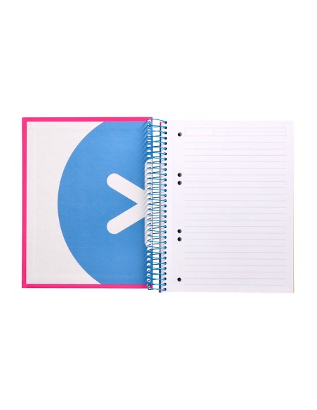 Cuaderno espiral a5 micro antartik tapa forrada 120h 100 gr horizontal 5 bandas 6 taladros color rosa
