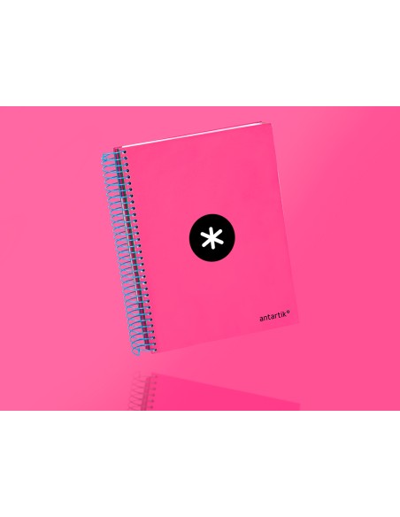 Cuaderno espiral a5 micro antartik tapa forrada 120h 100 gr horizontal 5 bandas 6 taladros color rosa