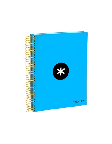Cuaderno espiral a5 micro antartik tapa forrada 120h 100 gr horizontal 5 bandas 6 taladros color azul