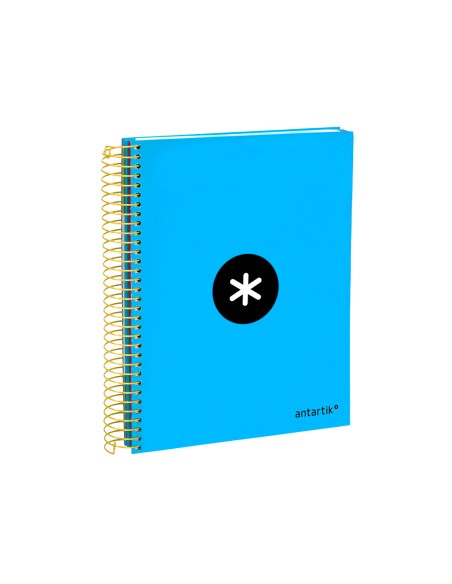 Cuaderno espiral a5 micro antartik tapa forrada 120h 100 gr horizontal 5 bandas 6 taladros color azul