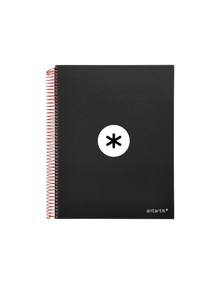 Cuaderno espiral a4 micro antartik tapa forrada 120h 100 gr horizontal 5 bandas 4 taladros color negro