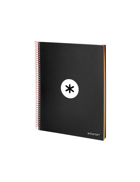 Cuaderno espiral a4 micro antartik tapa forrada 120h 100 gr horizontal 5 bandas 4 taladros color negro