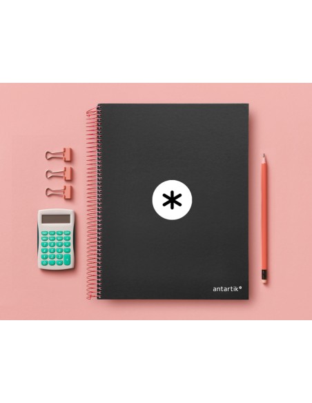 Cuaderno espiral a4 micro antartik tapa forrada 120h 100 gr horizontal 5 bandas 4 taladros color negro