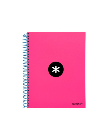 Cuaderno espiral a4 micro antartik tapa forrada 120h 100 gr horizontal 5 bandas 4 taladros color rosa